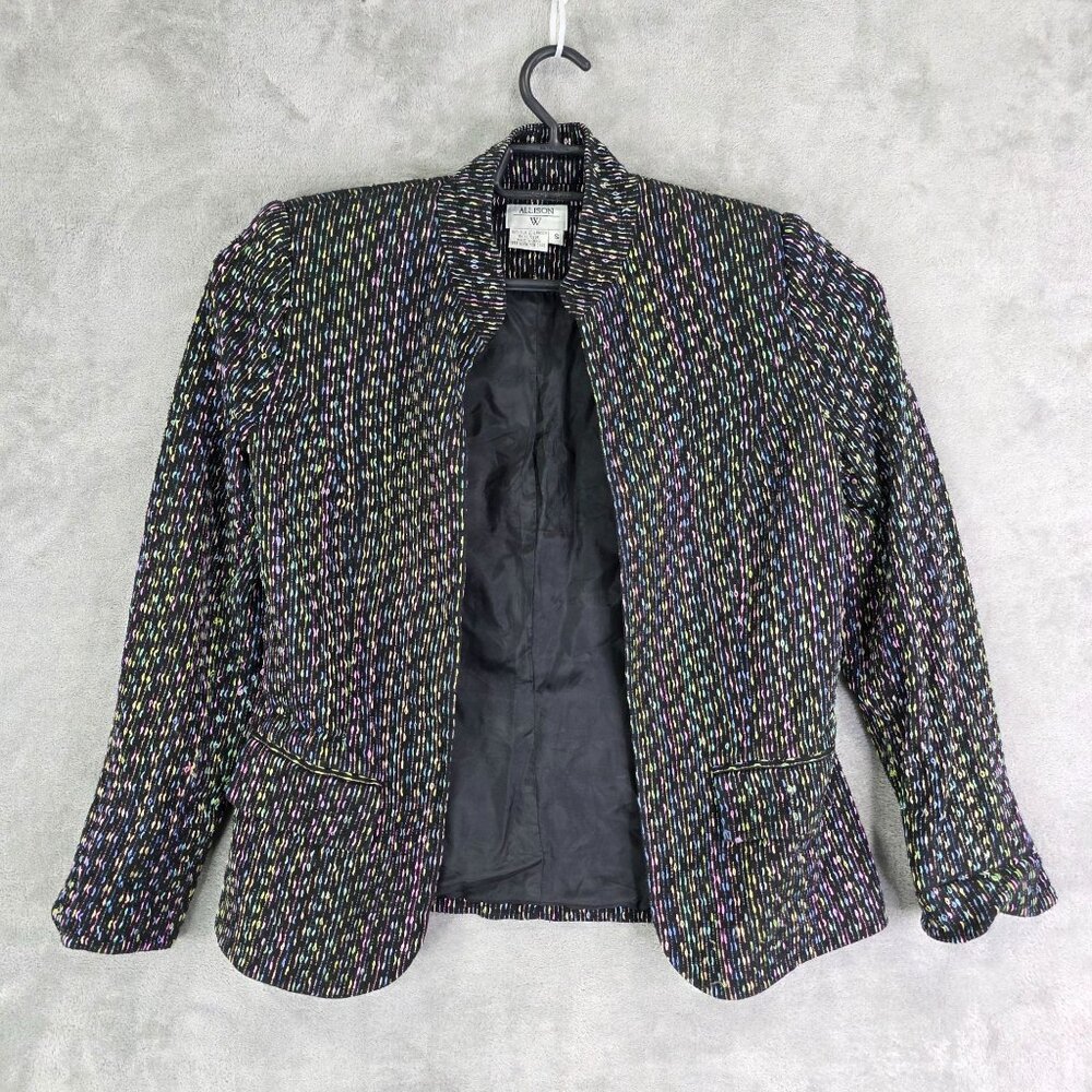 Womens Allison W Multicolor Striped Blazer Jacket Silk & Rayon Blend Size S